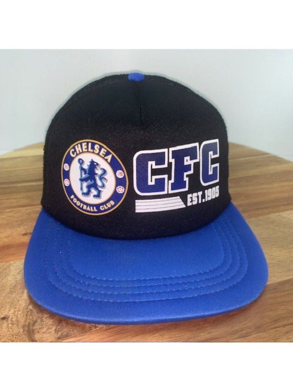 Chelsea Futbol Football Club CFC Hat Cap Trucker Mesh Foam Snapback Blue Black
